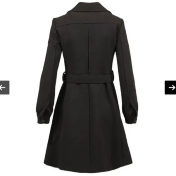 GUCCI black wool jacket large logo belt button down cuff long coat Luxury NWT - Picture 3 of 14